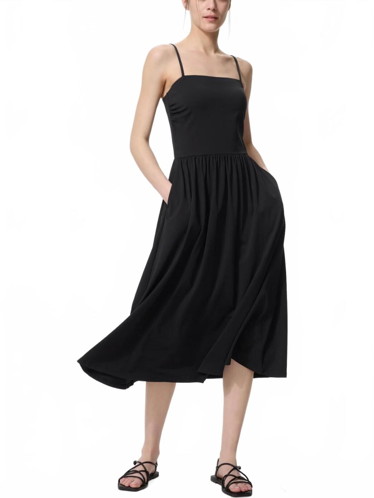 Uniqlo Airism Cotton Camisole Bra Dress Nwt Black Xs